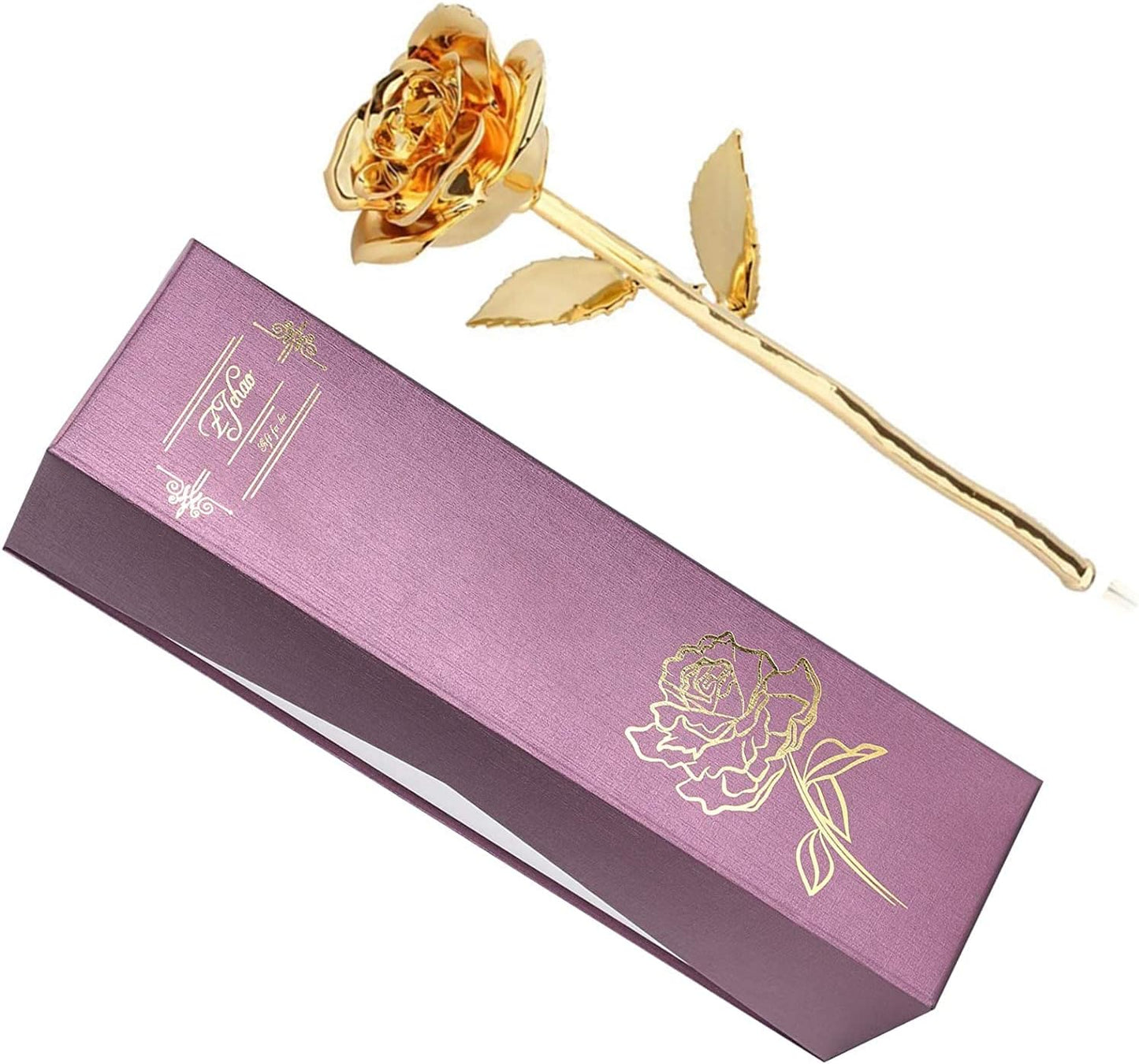 24K Gold Rose for Her, Eternal Eternity Love Real Golden Plated Preserved Eternal Rose Flower, Best Present for Anniversary Day Wife/Mom/Grandma/Women (Gold)