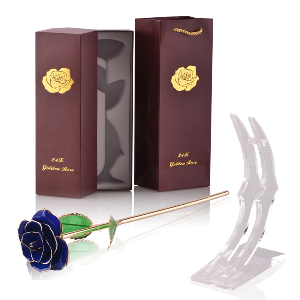 Gifts for Women 24K Gold Dipped Rose with Stand Eternal Flowers Forever Love in Box Girlfriend Wedding Valentine Gift for Her