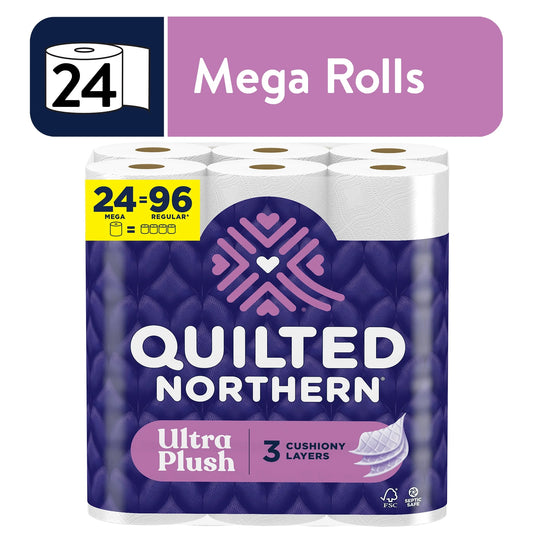 Ultra Plush 3-Ply Toilet Paper, 24 Mega Rolls