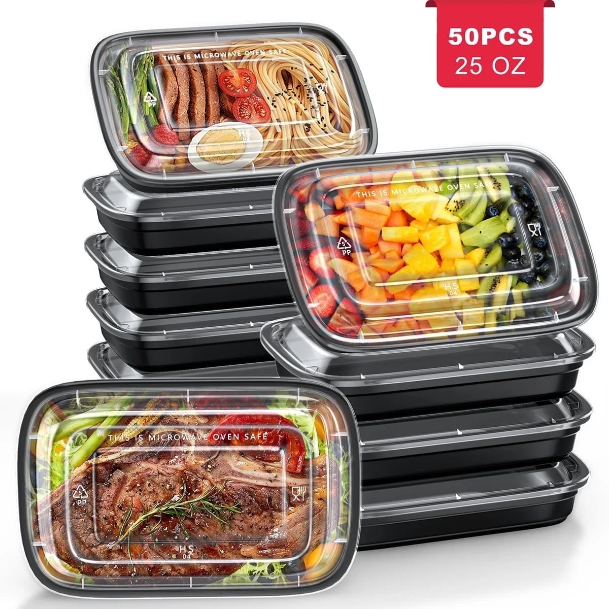 30 Pack Meal Prep Containers, 25Oz Plastic Food Storage Containers with Lids to Go Containers, Bento Box Reusable BPA Free Lunch Boxes, Disposable Stackable, Microwave/Dishwasher/Freezer Safe