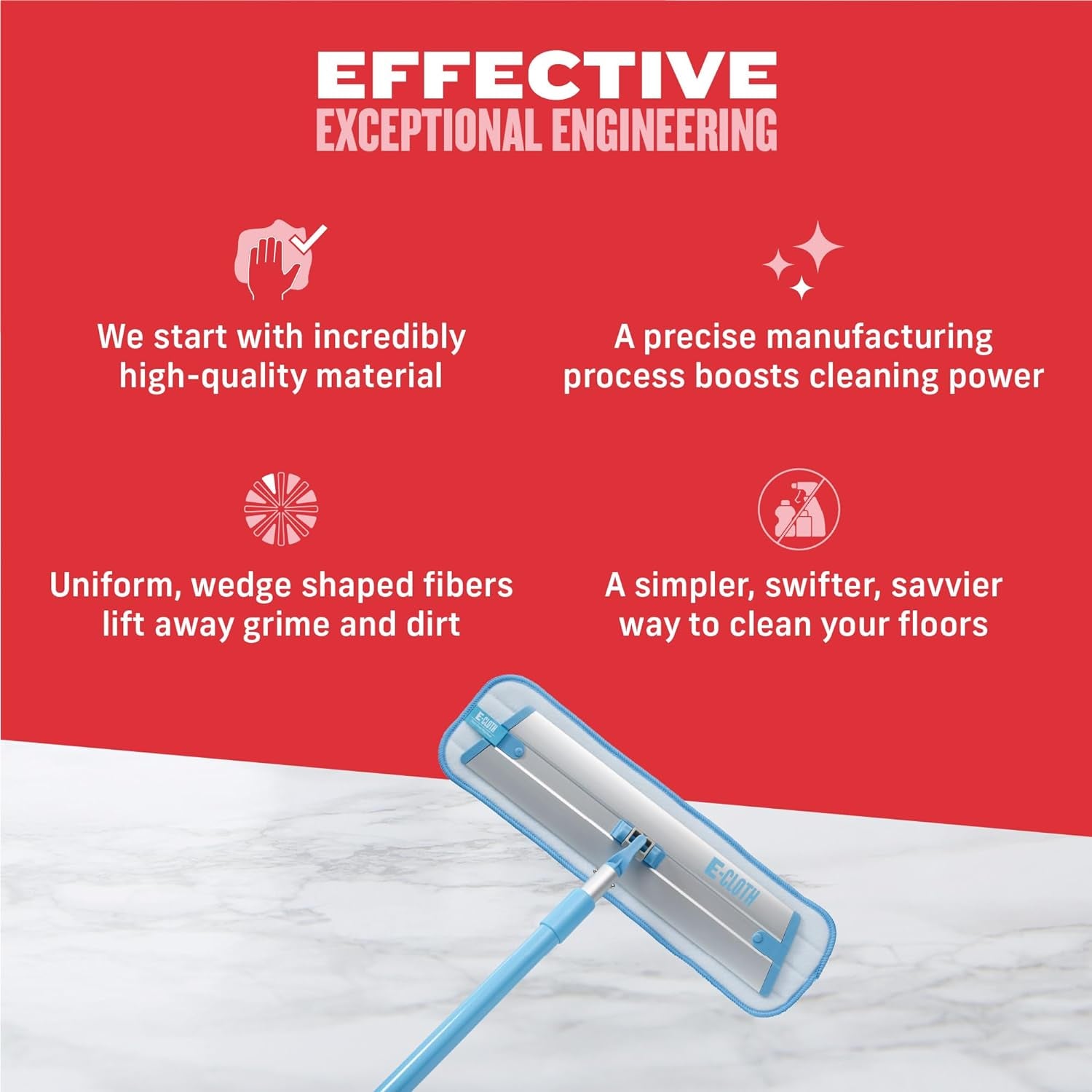 Deep Clean Mop, Microfiber Mop, Perfect Floor Cleaner for Hardwood, Laminate, Tile and Stone Flooring, Washable and Reusable, 100 Wash Promise