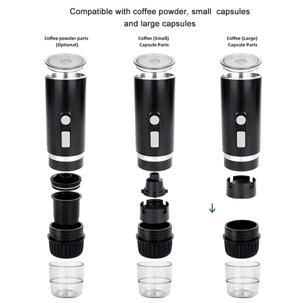 Portable Full-Automatic Espresso Coffee Maker Wireless Mini Electric Coffee Machine for Capsule Coffee Powder