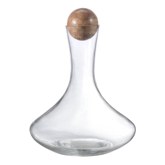 Glass Wine Decanter with Wooden Sphere Stopper, 85 Oz Volume Capacity