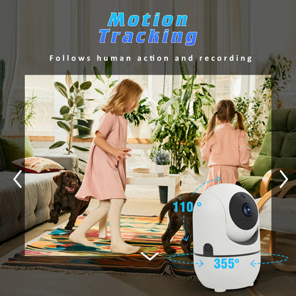 Baby Monitor, 360° Wireless Wifi Indoor Security Camera for Human & Pet Detection, Nanny Cam with Safety Alerts with Two-Way Audio, Motion Tracking, IR Night Vision, Sleep Tracking