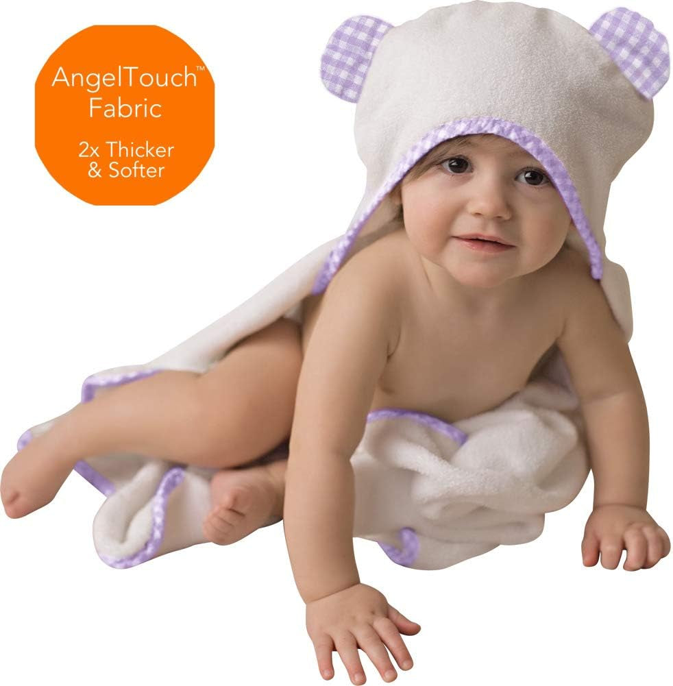 - Premium Baby Towels for Girls - Hooded Girl Towel & Washcloth Set - Organic Viscose Made from Bamboo Baby Towels with Hood - Baby Girl Bath Towels (Purple)