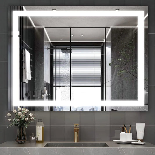 32"X24" LED Lighted Bathroom Wall Mounted Mirror Vanity or Bathroom Wall Hanging Rectangle Vertical Mirror,Anti Fog+Ip67 Waterproof