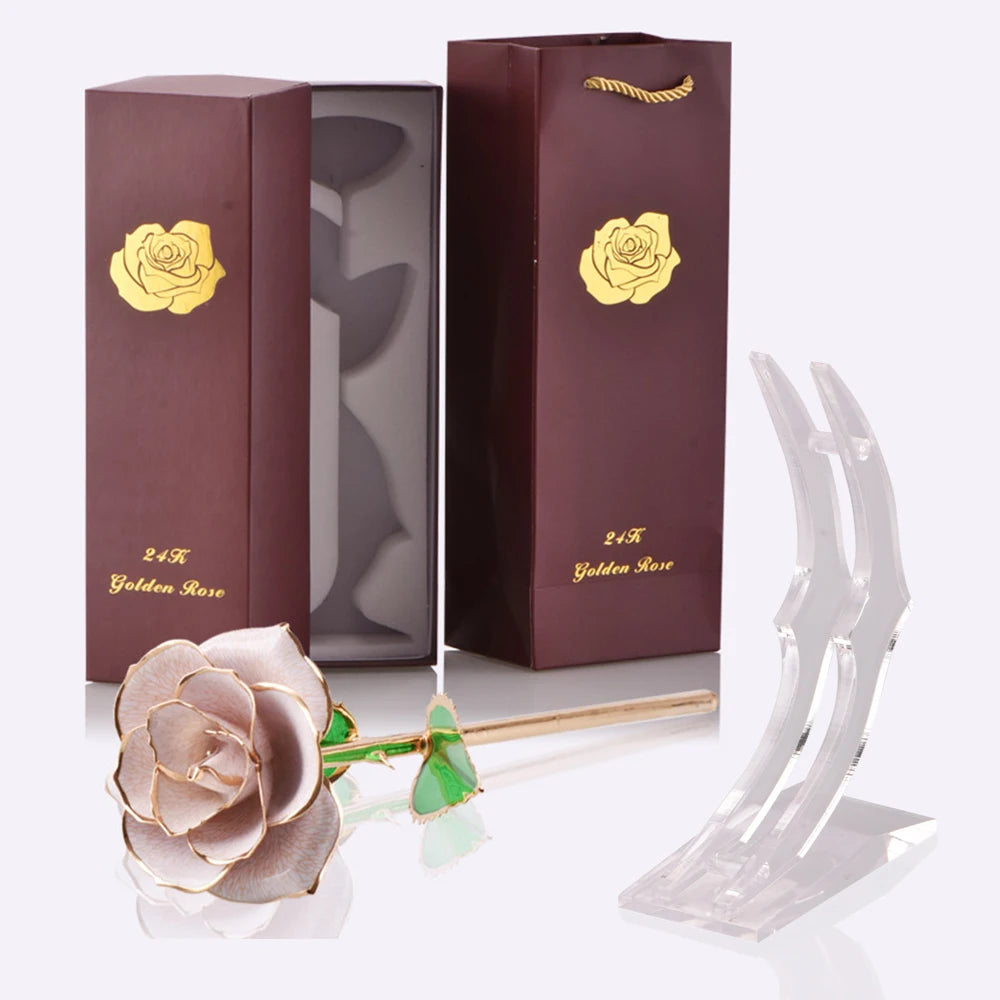 Gifts for Women 24K Gold Dipped Rose with Stand Eternal Flowers Forever Love in Box Girlfriend Wedding Valentine Gift for Her