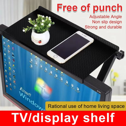 TV Screen Top Storage Shelf Adjustable Monitor Storage Rack Computer Desktop Display Stand TV Router Storage Rack Home Organizer