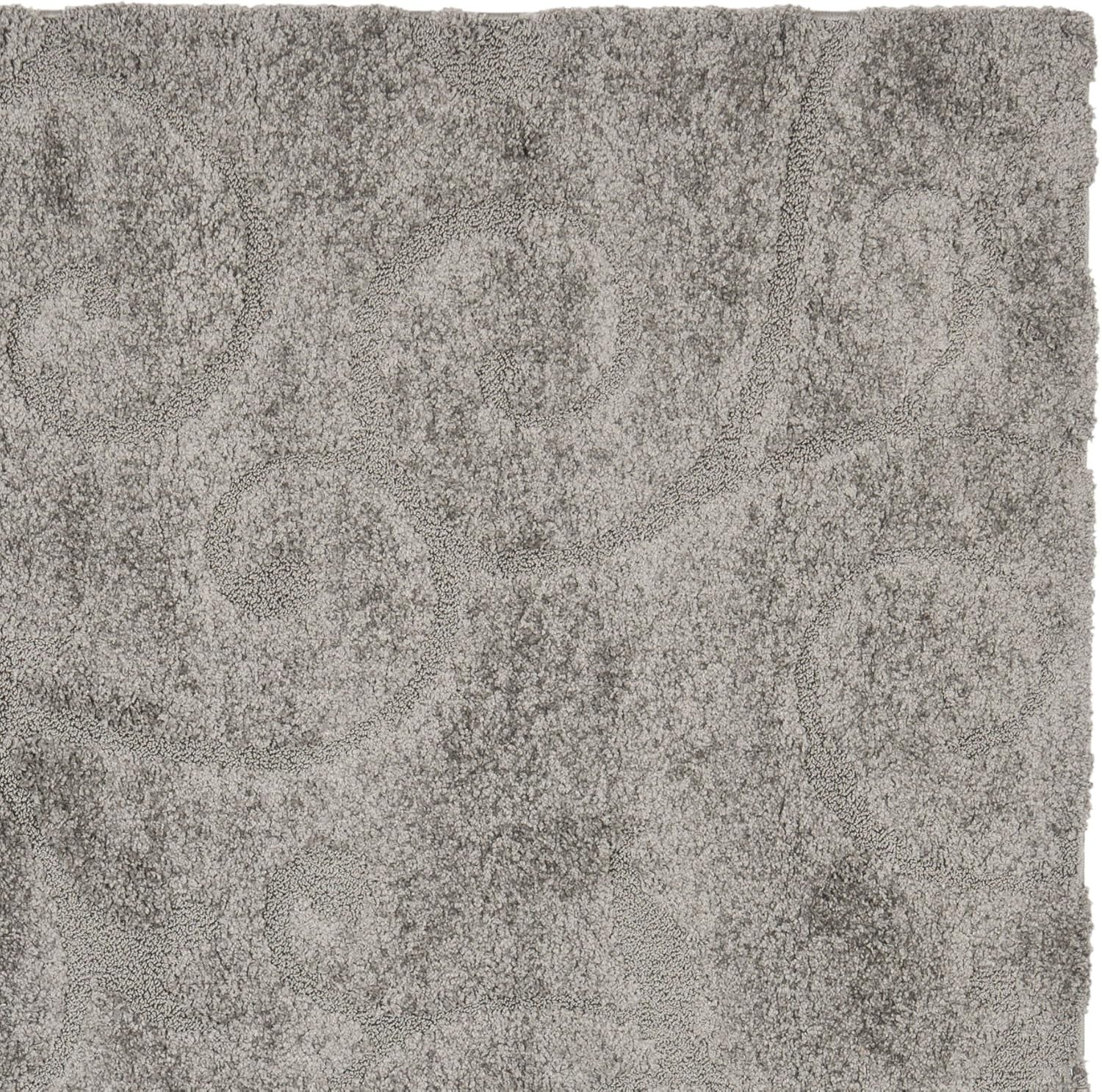 Florida Shag Collection SG455 Scrolling Vine Graceful Swirl Textured Non-Shedding Living Room Bedroom Dining Room Entryway Plush 1.2-Inch Thick Area Rug, 6'7" X 6'7" Square, Grey