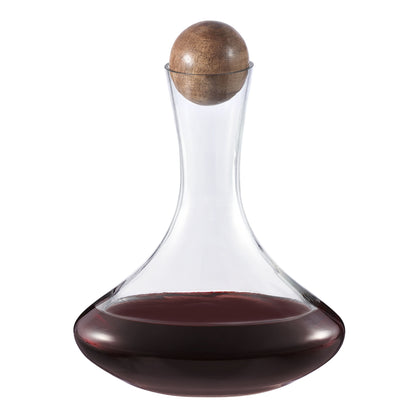 Glass Wine Decanter with Wooden Sphere Stopper, 85 Oz Volume Capacity