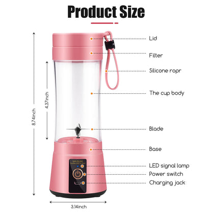 Portable Juicer for Fruit Smoothie Shake Juice, Personal Portable Blender Cup USB Rechargeable Travel